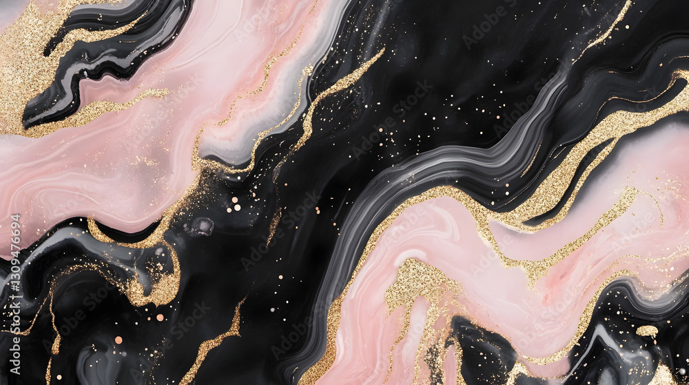 Aufkleber mesmerizing cosmic marble abstract texture wallpaper with glittering gold accents vibrant dreamlike 