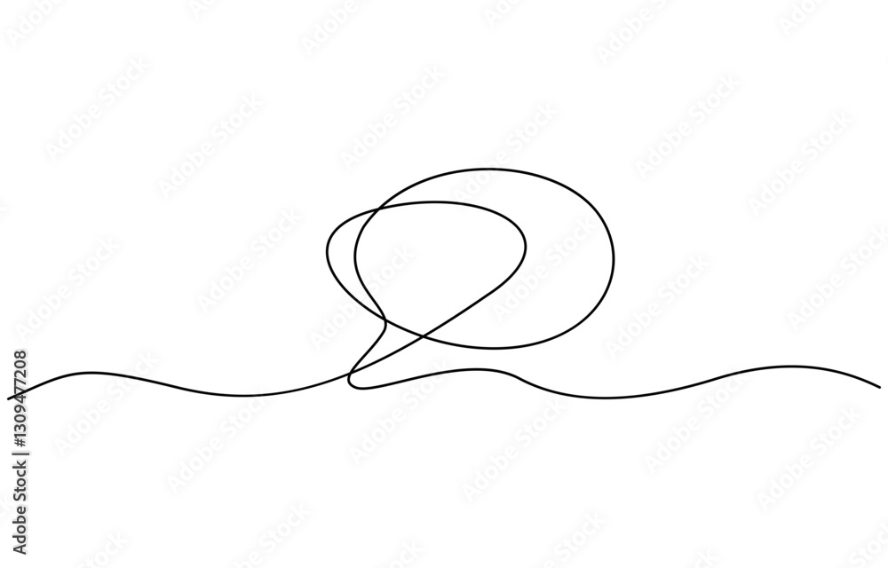 Poster one continuous line illustration of speech bubble or chat icons, speech bubble one line continuous. 