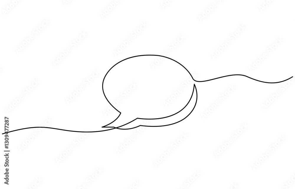 Poster one continuous line illustration of speech bubble or chat icons, speech bubble one line continuous. 