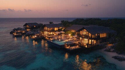 Luxurious Island Villas at Sunset