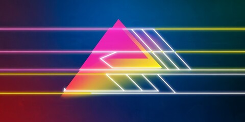Abstract Neon Triangle Background with Dynamic Lines Modern geometric design vibrant colors