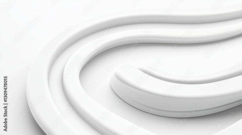 Poster abstract white background with curved shapes and smooth lines creating a flowing, three dimensional 