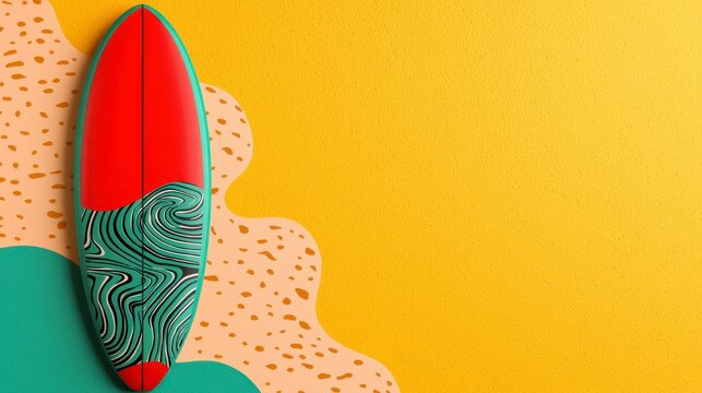 Colorful Abstract Surfboard On Vibrant Background