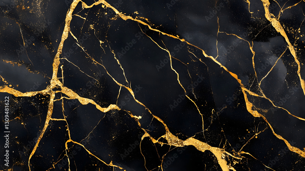 Poster mesmerizing cracked marble texture with golden veins abstract background luxurious and elegant polis