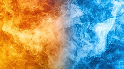 Obraz premium Abstract fire and ice smoke swirls. Background design for energy