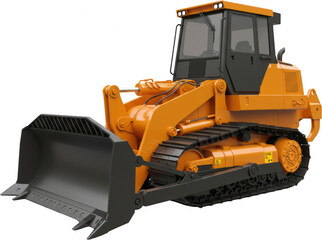 Fototapeta premium Powerful Orange Bulldozer Heavy Equipment Machine Construction Site Machinery