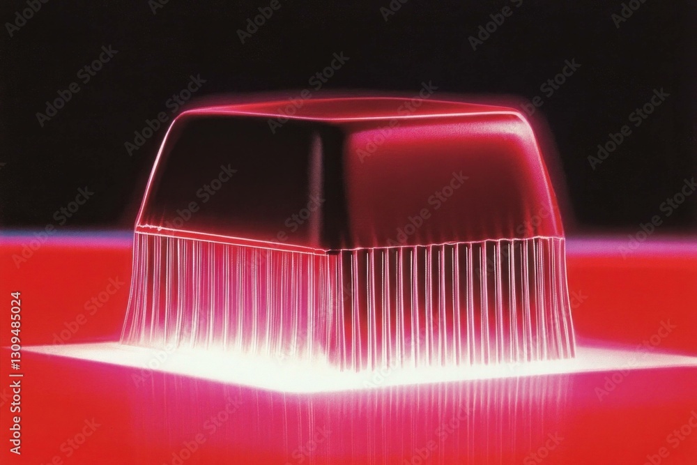 Poster abstract jelly dessert with a captivating glow, featuring a vibrant red background and intricate pat