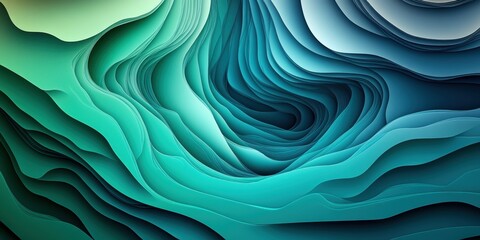 Obraz premium Mesmerizing Abstract Waves of Colorful Fluidity and Dynamic Movement in Green and Blue Tones