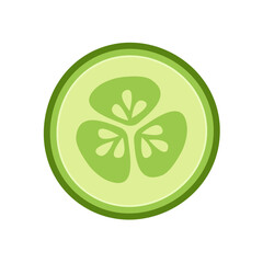 Slices of fresh cucumber. Vector illustration. Flat style. Isolated on a white background.
