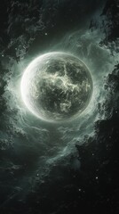 Celestial Enigma: A Glimmering Planet Amidst Cosmic Nebula