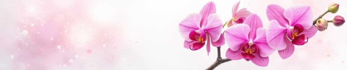 Fototapeta premium Watercolor orchid bouquet, soft pastel shades, lush blooms, delicate, nature