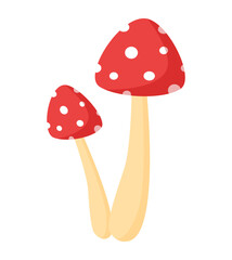 fly agaric mushroom red cute cartoon illustration clipart