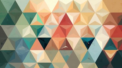 Fototapeta premium Abstract Geometric Triangle Pattern Design Background Texture in Warm Earth Tones and Teal Greens