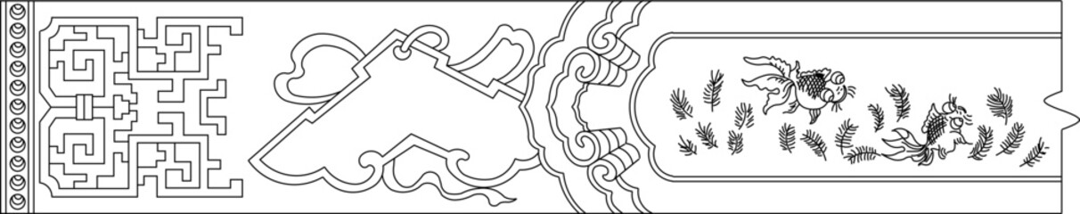 Vector sketch illustration silhouette design batik motif carving vintage classic ornament with traditional ethnic decoration 