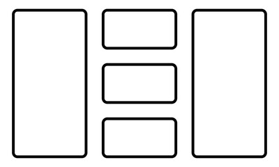 Black grid layout lines collage with several square and rectangular panels for storyboard template, frame work design, layout, or artists to plan and visualize their work.