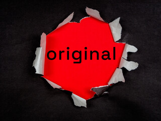 original text on colored black red paper background