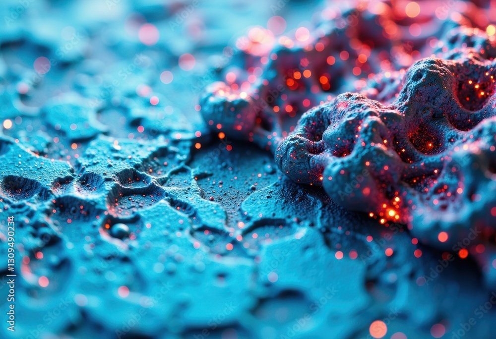 Poster abstract close-up of colorful bubbles and textures with shimmering lights