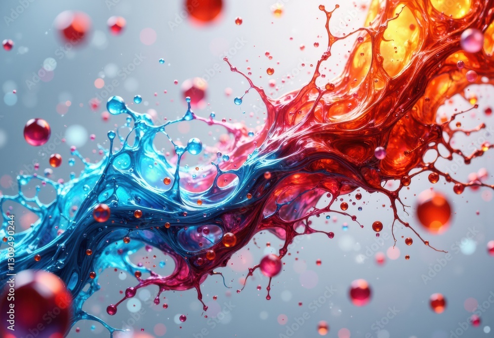 Aufkleber vibrant splashes of red and blue liquid create a dynamic visual effect