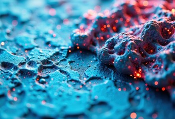 Abstract close-up of colorful bubbles and textures with shimmering lights