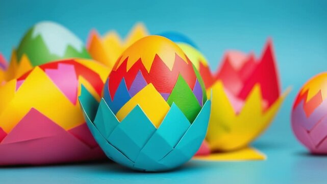 Rich, vibrant, colorful easter egg wrapped up in bright saturated pieces of paper