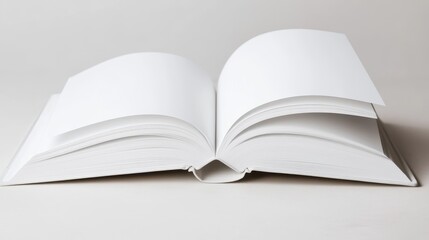 Obraz premium Open Book Blank Pages, Minimalist Composition, Knowledge Concept, book mockup, white background book, knowledge