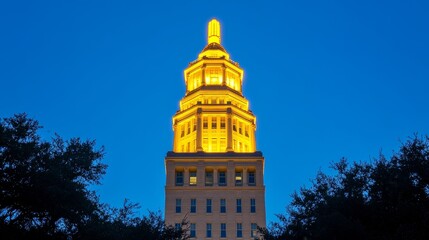 Fototapeta premium Illuminated Tower Urban Skyline at Twilight ,Architecture ,Cityscape