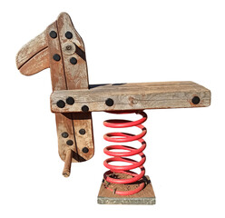 Old rocking horse isolated photo