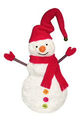 Cotton toy snowman in red cap