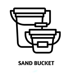 Sand bucket editable stroke outline icon isolated on white background flat vector illustration, Pixel perfect