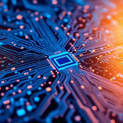circuit board glowing in blue tones a futuristic technology concept | generative AI