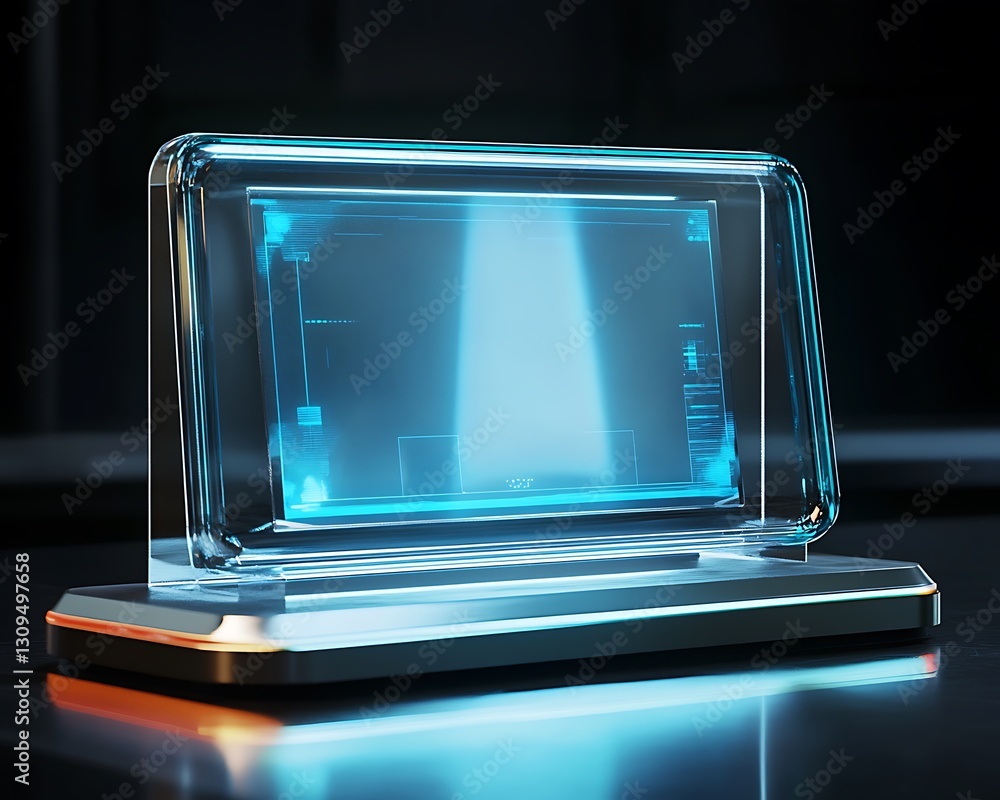Aufkleber futuristic transparent screen displaying digital data in a stand