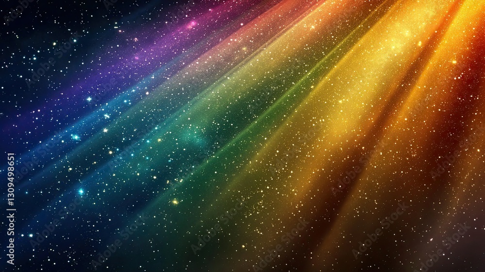 Poster smooth glossy paper texture with a shifting holographic rainbow effect and glitter sparkles in a cos
