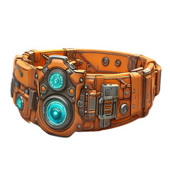 Futuristic Tech Belt Brown Leather Cyberpunk Gadget