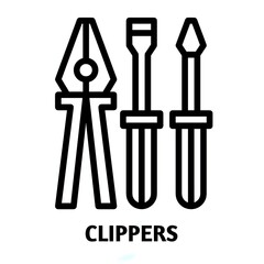 Clippers editable stroke outline icon isolated on white background flat vector illustration, Pixel perfect