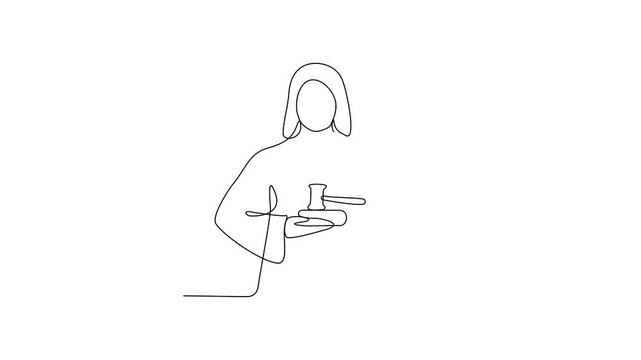 Animated self drawing of a Judge is on duty video design illustration. Judge in court design illustration simple linear style video concept. Judge in court illustration for your video asset design.