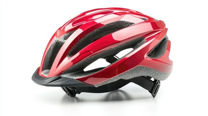 Stylish cycling helmet with chin strap, ensuring safety and comfort for long-distance riders, isolated on white.