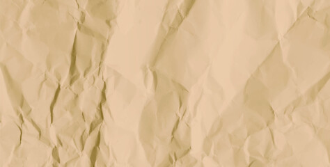 Obraz premium Crumpled brown craft paper texture with visible folds and creases, creating a realistic aged and wrinkled effect for backgrounds, vintage designs, banner, scrapbooking, and artistic overlays.Vector