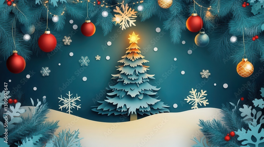 Poster Enjoying a cozy Christmas holiday with a glowing tree and festive decorations full of warmth and joy Generative AI