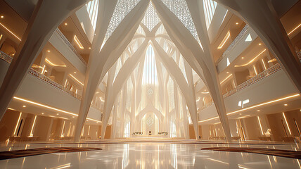 The most of the beautiful mosque of world famous architectural interior design