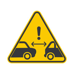 Isolated pictogram of safe distance between cars with an arrow indicator, promoting road safety sign keep safe distance