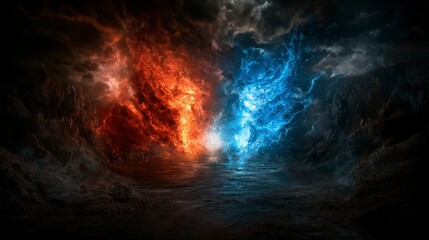 Lone figure travels between worlds mysterious realm digital art surreal environment dramatic viewpoint