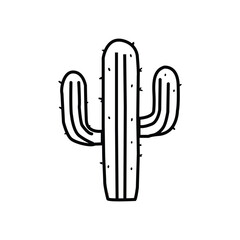 Cactus Minimalist Cactus Vector Art: Simple Black and White Line Drawing for Modern Designs and Illustrations