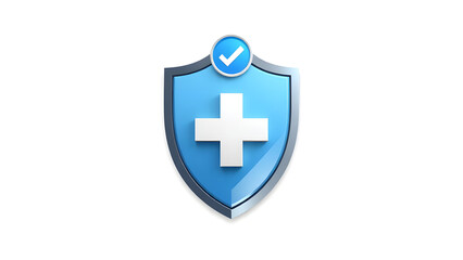Obraz premium Blue shield with white cross symbol representing medical aid or health protection