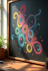 dynamic chalk concept shapes blackboard surface creating engaging visual display forms patterns, design, art, drawing, texture, background, technique, medium