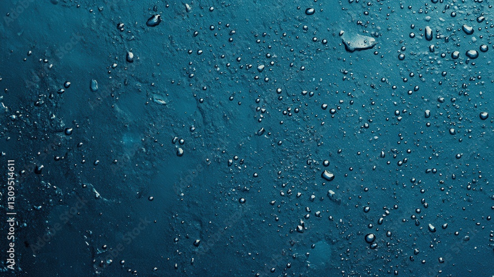 Aufkleber a close-up of a textured surface with water droplets, creating an abstract pattern in shades of blue