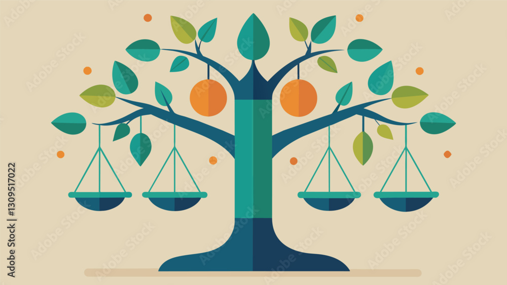 Poster the tree of moderation with its balanced and symmetrical form seems to exude a sense of harmony and 