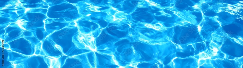 Poster tranquil blue swimming pool with shimmering water reflections and rippled surface serene aquatic bac