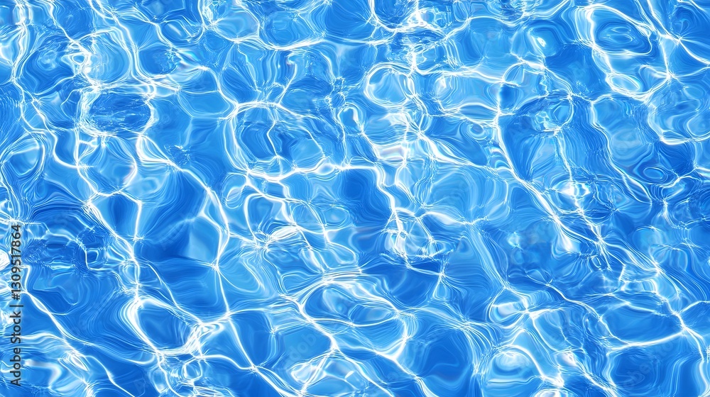 Poster Tranquil blue water reflections creating a mesmerizing and serene pattern on the surface of an inviting swimming pool  A peaceful and soothing natural scene perfect for relaxation and vacation