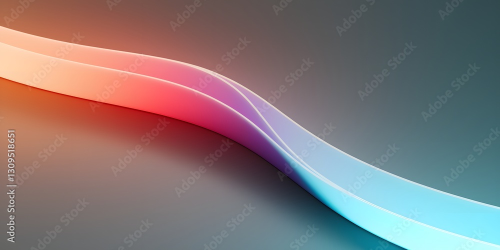 Poster abstract 3d waves with smooth curves in a gradient of warm and cool colors. futuristic, modern backg