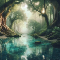  Enchanted River Flowing Through Ancient Forest